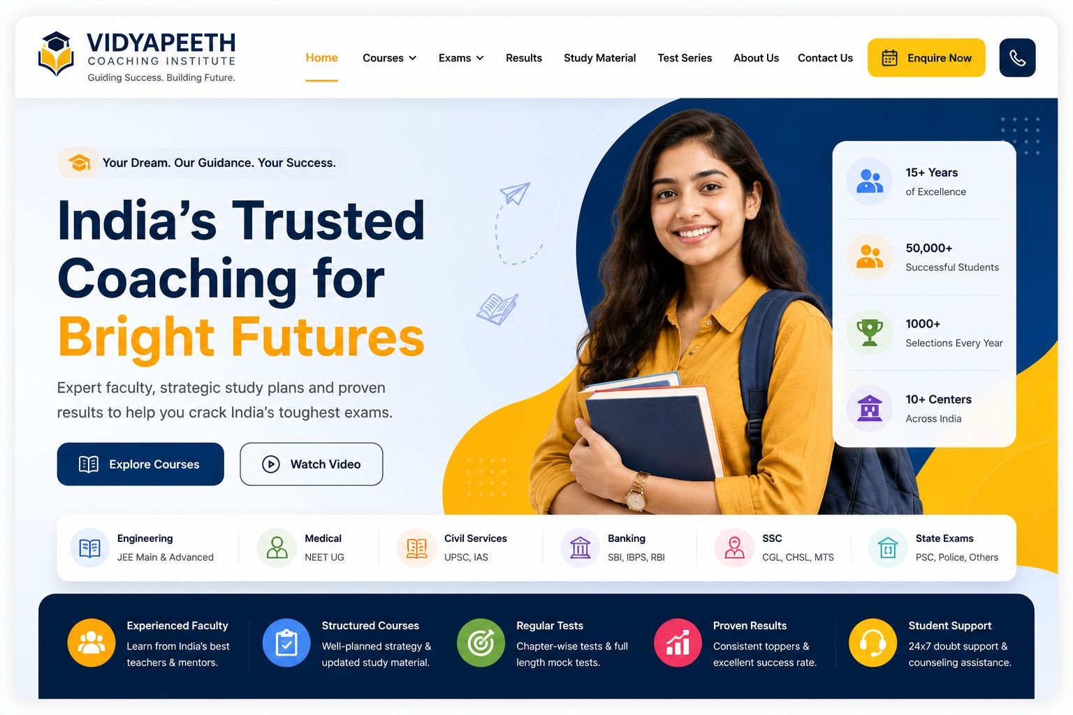 Coaching institute and education website example