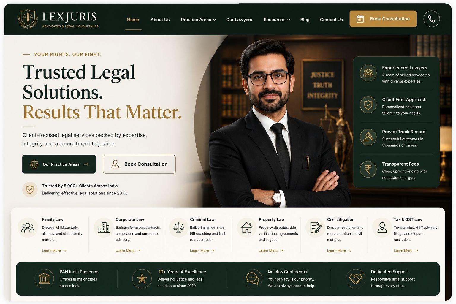Lawyer and CA firm website example
