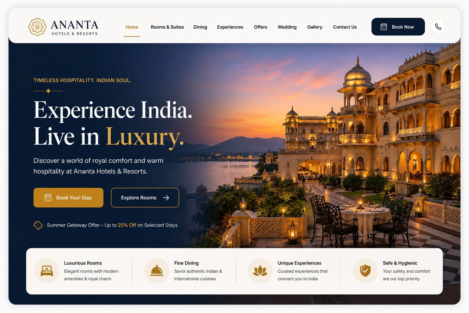 Hotel and restaurant booking website example